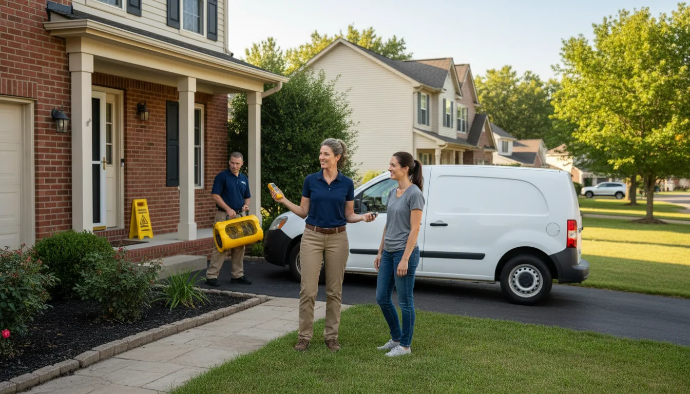 Residential water damage restoration in Dow, IL